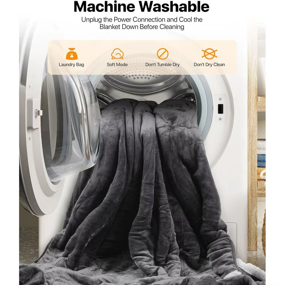 Wearable Electric Blanket with Foot Pockets and Sleeves, 8 Heat Levels, Timer for Women, 50X60 Flannel & Sherpa Robe